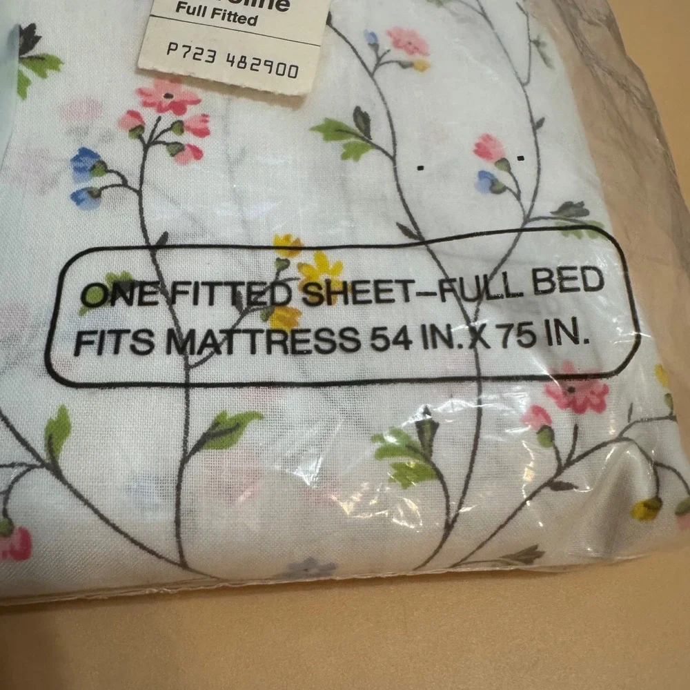 Vintage‎ JCPenny Caroline Full Fitted Sheet NOS Floral Cottagecore Bedding 1967